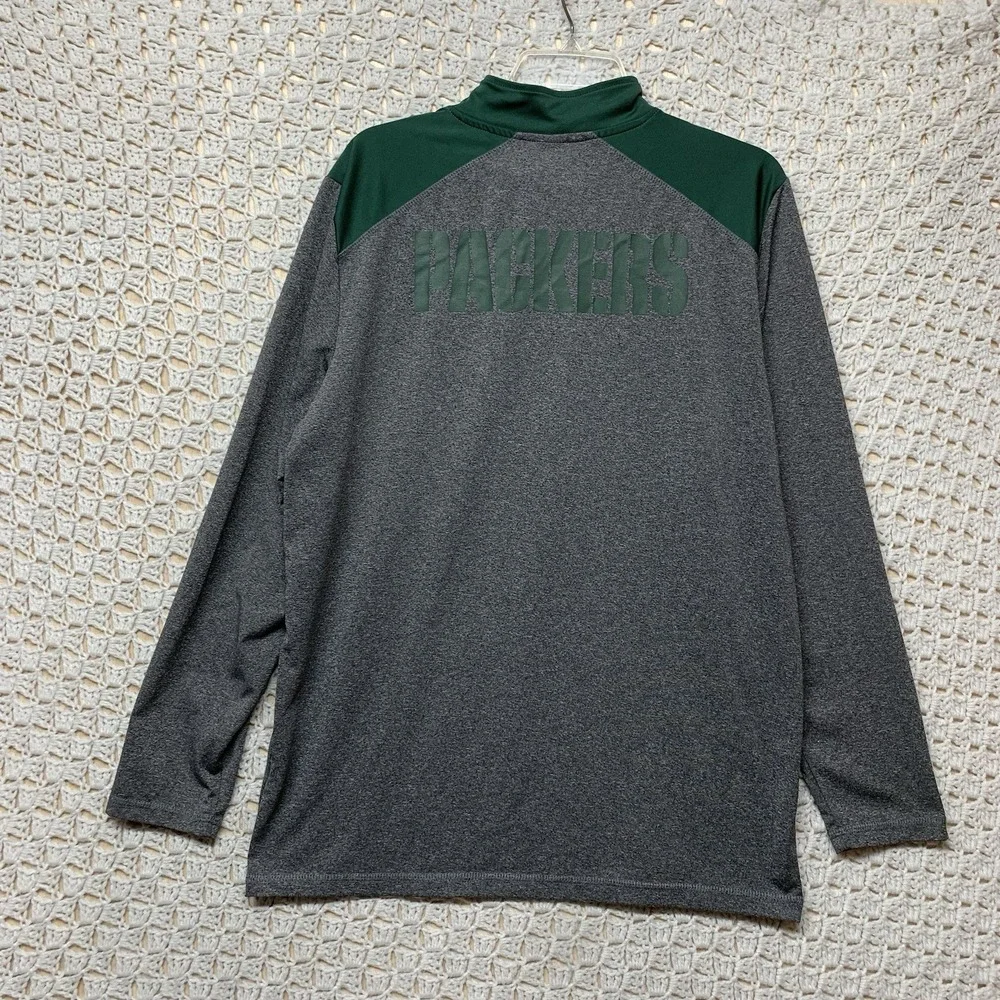 Green Bay Packers 1/4 Zip Pullover Shirt Mens Sz‎ L NFL Team Apparel Gray